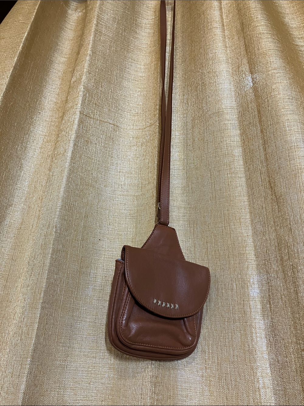 Sundance Tan/Brown Mini Leather Crossbody Bag